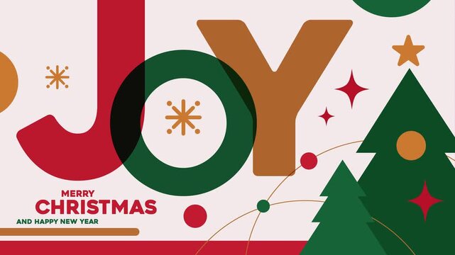 Christmas Joy Animation with Geometric Trees and Holiday Typography