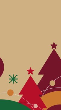 Minimal Christmas Tree Animation with Geometric Holiday Background
