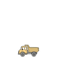 Cute Yellow Dump Truck Doodle - Minimalist Construction Truck Art © Ilham