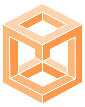 Abstract cube illusion color logo. Geometric emblem