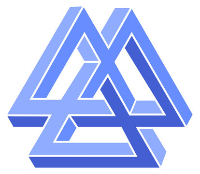 Crossed figures illusion. Creative color geometrical logo