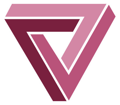 Unreal triangle emblem. Geometric illusion cartoon logo