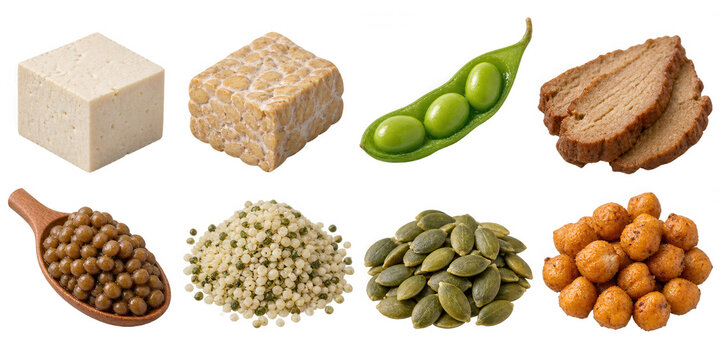 Plant protein meal prep ingredients Isolated Transparent PNG