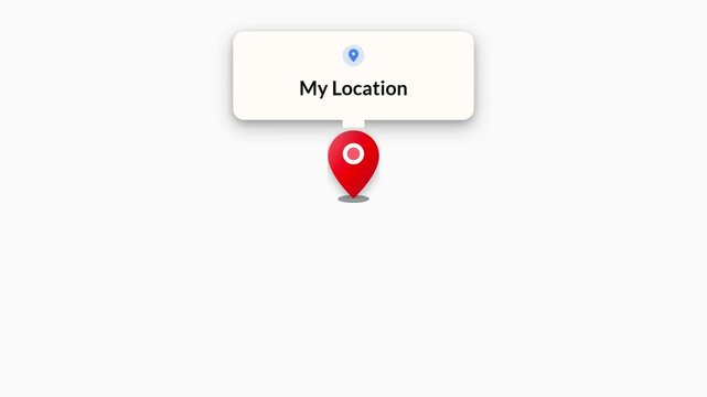 Animated location pin icon with expanding circles and my location text