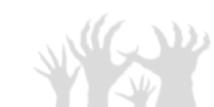 Clenched hand shadow, zombie long nails overlay PNG