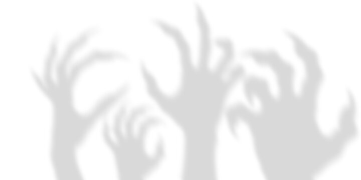 multiple hand claw shadow, isolated zombie long nails PNG