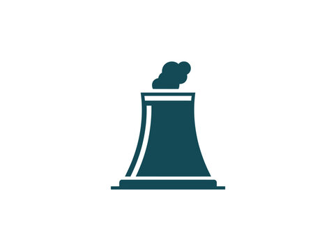 Minimalist industrial chimney emitting black smoke against a neutral background for environmental or industrial design concepts.