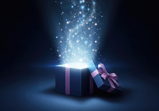 Magic gift box with sparkling light