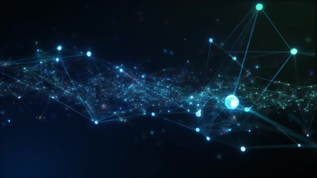 Abstract Futuristic Digital Network Connection Background with Glowing Nodes and Lines for Big Data and Technology Concepts
