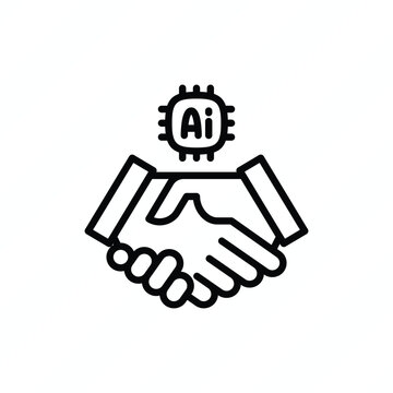 AI transaction verification thin line icon, artificial intelligence, secure transactions, identity verification, trusted agreements, digital security, and financial technology. Vector illustration