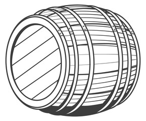 Obraz premium Vintage cask drawing. Pub alcohol logo engraving