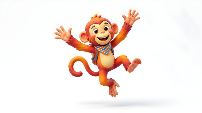 cartoon illustration of ​3D cartoon monkey
