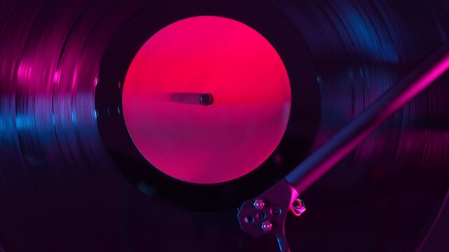 Analog music turntable with colorful lighting 