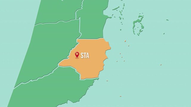 Mapa de Belice con divisi&oacute;n pol&iacute;tica resaltando el distrito de Stann Creek