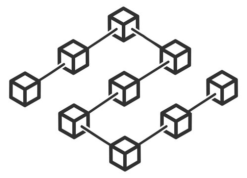 Decentralized data chain. Modern network structure icon