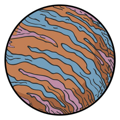 Retro jupiter drawing. Color planet space icon © vectortatu