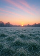 Obraz premium Serene frosty sunrise landscape wallpaper.