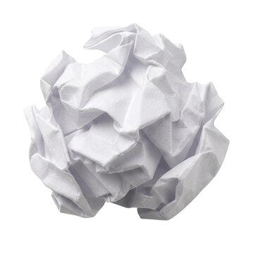 Close up of crumpled white paper ball texture