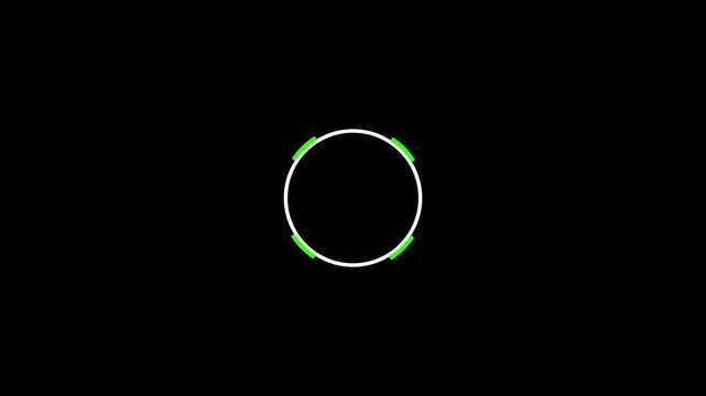 Neon green glowing dashed line ring loading indicator on deep black background glow effect circle ring