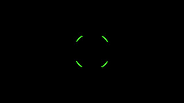 Minimalist green circular loading spinner animation icon on black background progress wait buffering motion