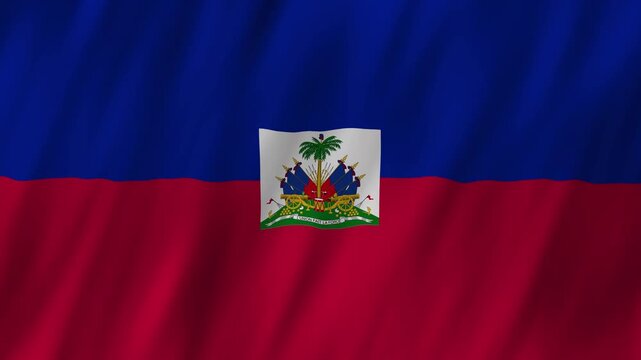 Haiti flag waving in the wind 4K animation background