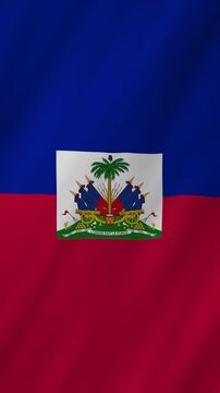 Haiti flag waving in the wind 4K animation vertical video