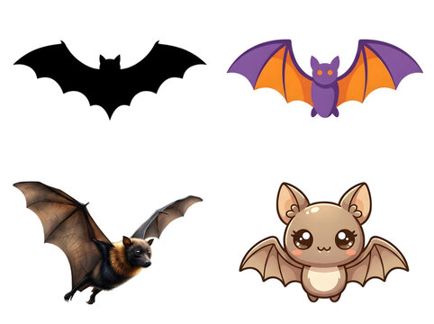 Spooky Halloween Bat Pack of 4 in 2x2 Grid Layout