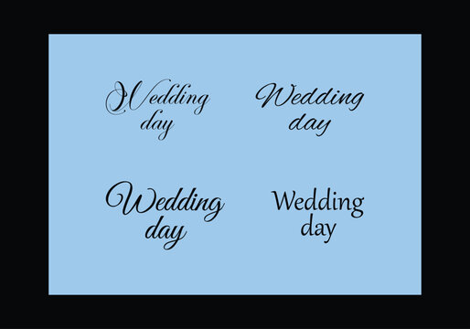 wedding day elegant script calligraphy text vector design, romantic script for invitations