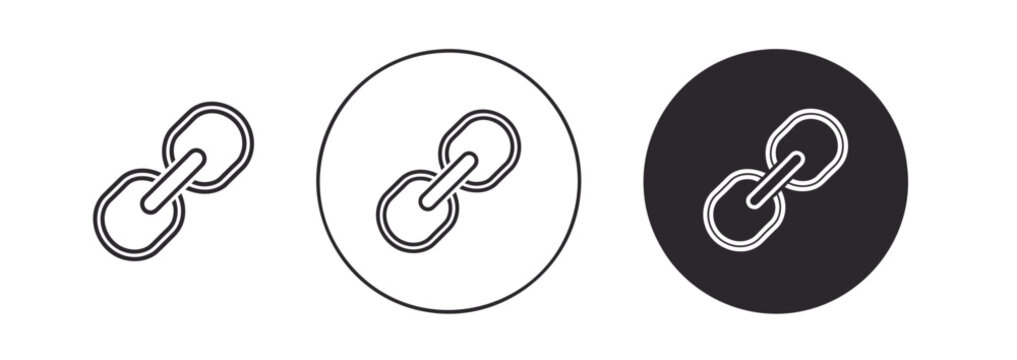 Copy and link icon set featuring chain connections, attachment buttons, sharing symbols, hyperlink tools, and digital communication elements for web interfaces.