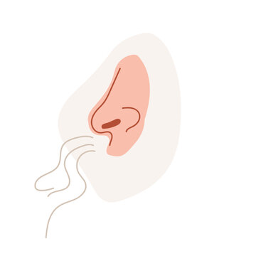A hand drawn nose sniffing the smell.