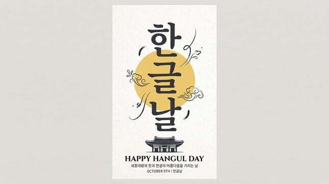 Prompt give me unicuq hangul day celebration poster with traditional korean elements