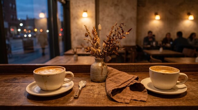 Two brown butter lattes after a cafe gathering