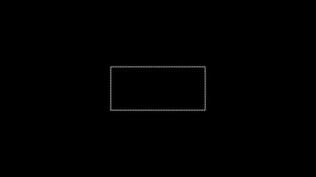 Dashed Rectangle Frame Border Animation, Placeholder Box, Selection Area on background. Dot line rectangle frame animation with alpha channel with 4k video animation
