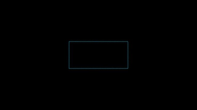Dashed Rectangle Frame Border Animation, Placeholder Box, Selection Area on background. Dot line rectangle frame animation with alpha channel with 4k video animation