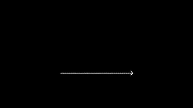 Dashed Arrow Line Pointer Animation, Direction Indicator, Navigation Guide, Motion Path, Progress Flow on background. Right arrow direction icon with dashed arrow motion. 4k video