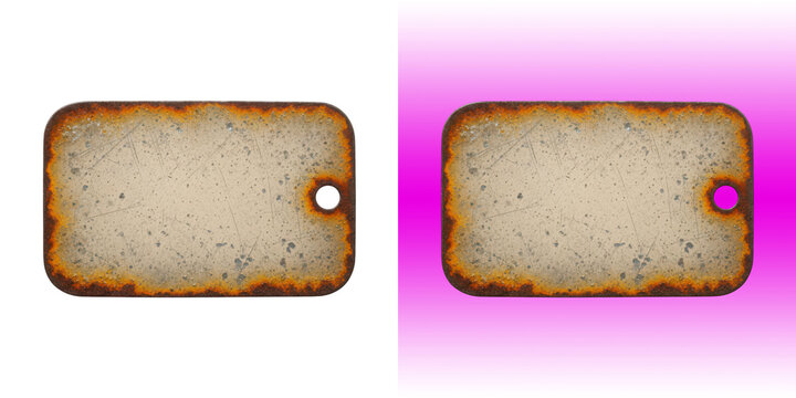 Rectangular metal price tag with rust and grunge texture design transparent png