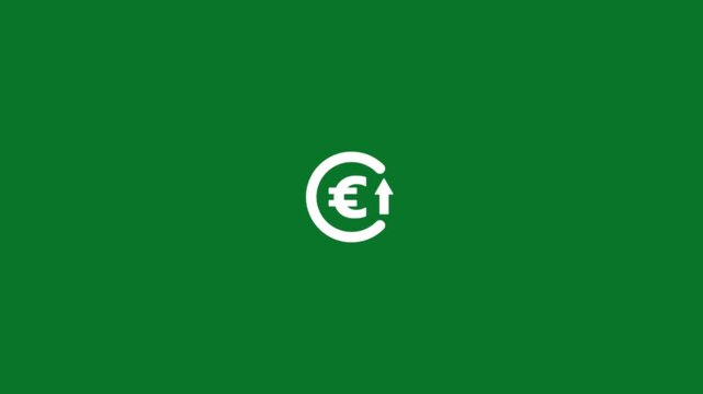 Growth of Euro value in business concept with euro icon and up arrow.Abstract increase icon on background. Euro rate up looped icon. 4k video animation