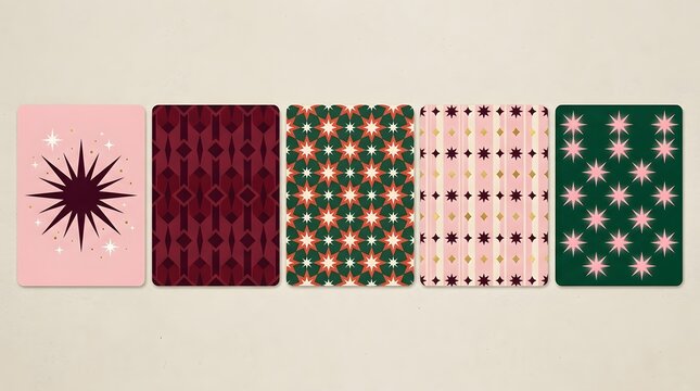 Elegant Christmas collection with geometric star patterns, festive typography and modern holiday layouts. Templates for cards, gift wrap, packaging, branding, posters and social media.