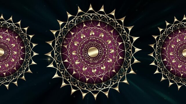 Animation of Luxury mandalas background with gold frame in arabesque pattern Arabic style. Motion Graphics Video Mandala Rotating on Both Sides. Elegant black Background, video looping