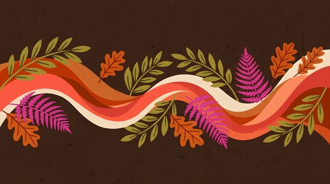 Fall season horizontal background with bright abstract autumn leaves. Autumn modern art minimalist style design template for sales, horizontal poster, header, cover, social media, fashion ads, decor.