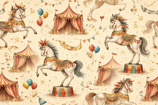Vintage circus horse illustration