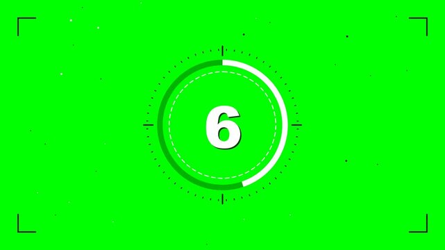 Countdown Timer 10 to 2 on Green Screen Chroma Key Background