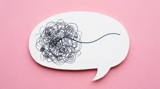 Tangled Thoughts Speech Bubble Mental Chaos and Communication Breakdown