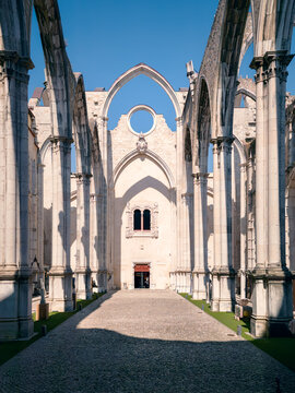 Gothic arches of Carmo Convent ruins in Lisboa