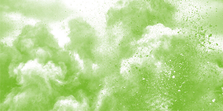 Green smoke clouds with flying debris and rock fragments in a dramatic explosion texture overlay