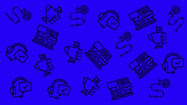 Seamless Digital Technology Pattern Animation on Blue Background