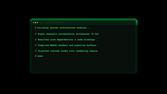 Computer code compilation and system loading animation programming technology concept