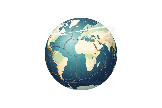 Earth globe with continents outlined by tectonic plate boundaries