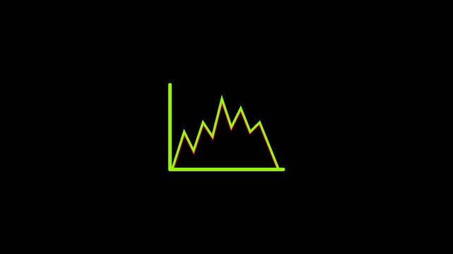 Abstract green line fluctuation area chart stock market volatility icon 4k video
