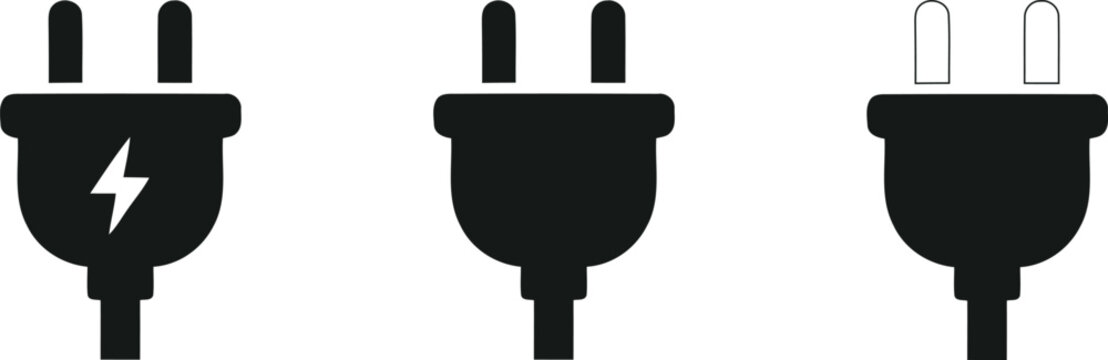 A visual comparison of three electrical plugs showing different states of repair and operational status
